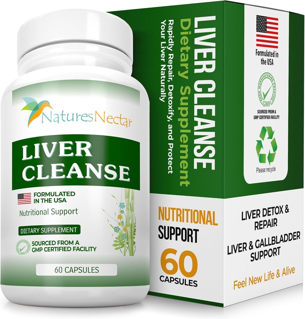 Nature's Nectar Liver Cleanse Detox&Repair - ミルクThistle Liver Detoxによるアクティブ・レバー・サポート・サプリメント - 肝臓の修復と保護、エイド・ファティ・ブライバ&Galbladder Health - 60カプセル