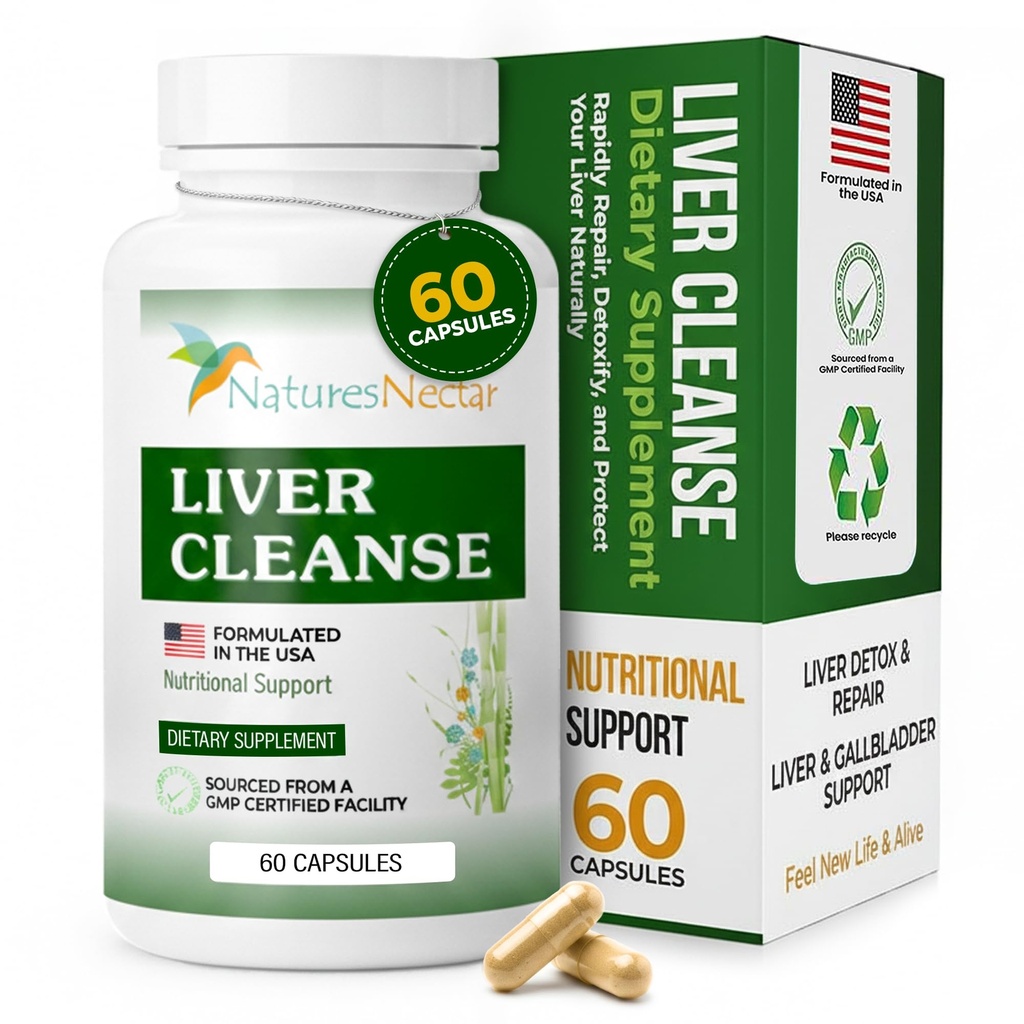 Nature's Nectar Liver Cleanse Detox&Repair - ミルクThistle Liver Detoxによるアクティブ・レバー・サポート・サプリメント - 肝臓の修復と保護、エイド・ファティ・肝臓&胆嚢の健康 - 60カプセル