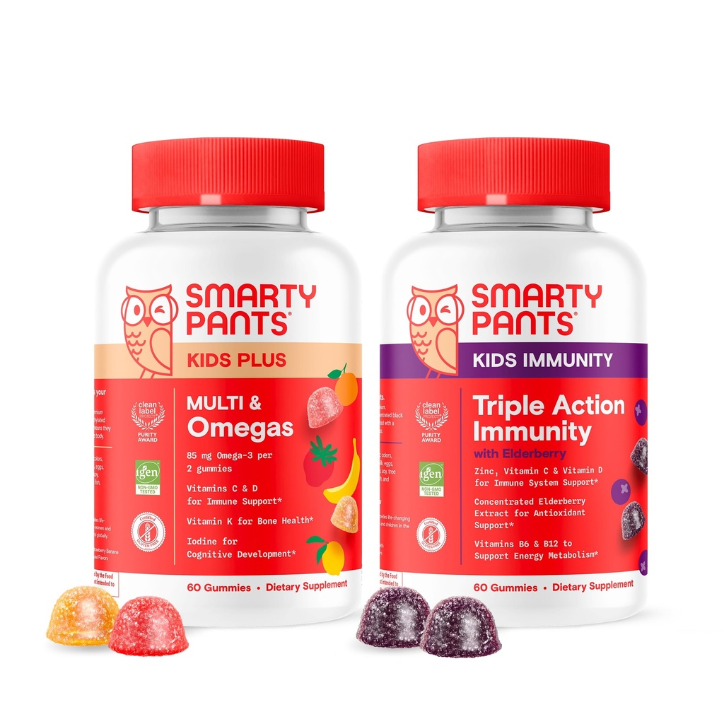 SmartyPantsキッズマルチビタミングミーと免疫エルダーベリーグミーバンドル:キッズマルチ15日以上栄養素とエルダーベリー免疫サポートサプリメント、30日の供給