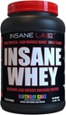 Insane Labz Insane Whey、100%の筋肉建物の乳蛋白質、BCAAのアミノ酸のプロフィール、固まりの利益、食事の取り替え(誕生日のケーキ、30のサービング)
