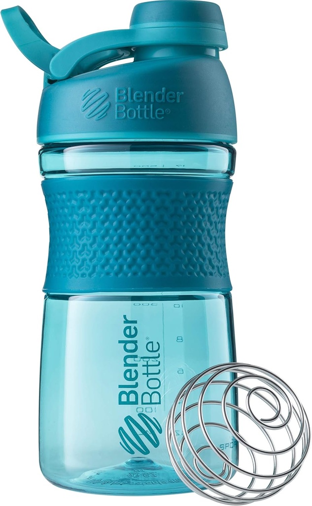 BlenderBottle 20oz SportMixerプロテインシェーカーボトル、ブラック&テール、2バンドル