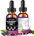 Organic Elderberry Syrup, Liquid Drops Elderberry Vitamin C and Zinc for Adults, 11-in-1 Sambucus Black Elderberry Tincture w/ Vitamin D3, Sea Moss Black Seed, Elderberry Immune Support Supplement