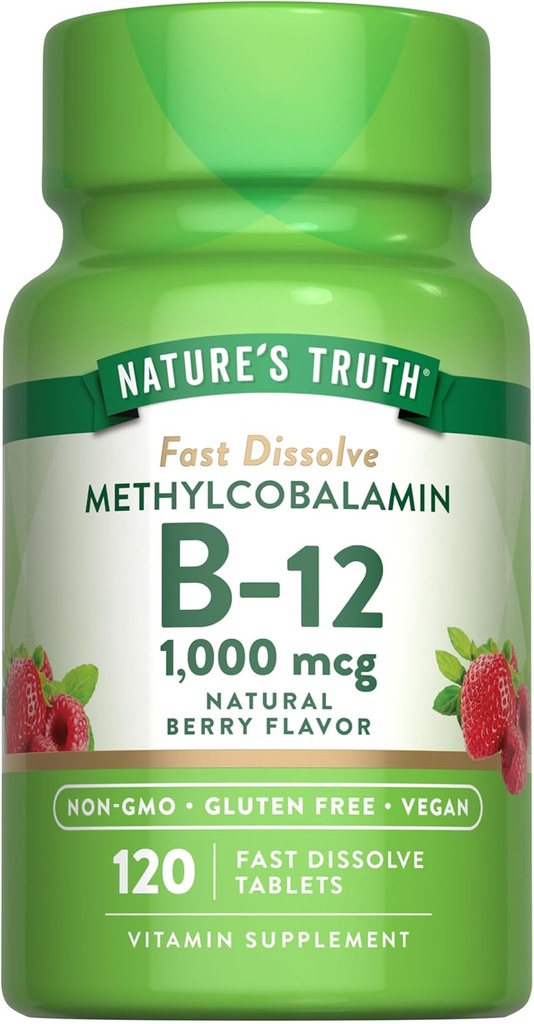 Nature's Truth B12 Vitamin Sublingual Tablets | 1000 mcg | 120 Count | Vegan, Non-GMO & Gluten Free