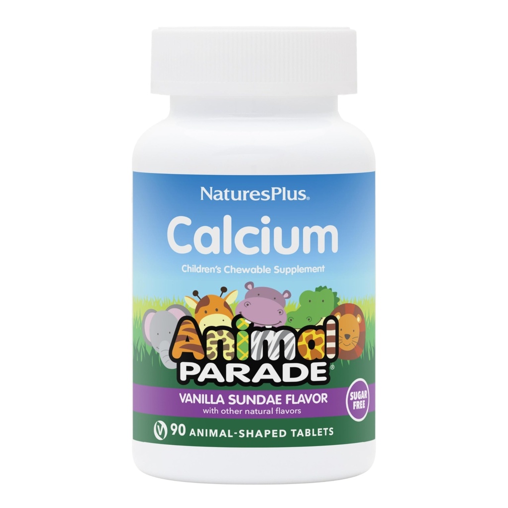NaturesPlus動物のパレードの砂糖なしの子供のカルシウム、バニラサンデーの味 - 90のChewable動物の定形タブレット - 骨の健康のためのマグネシウム - グルテンフリー- 45のサービング