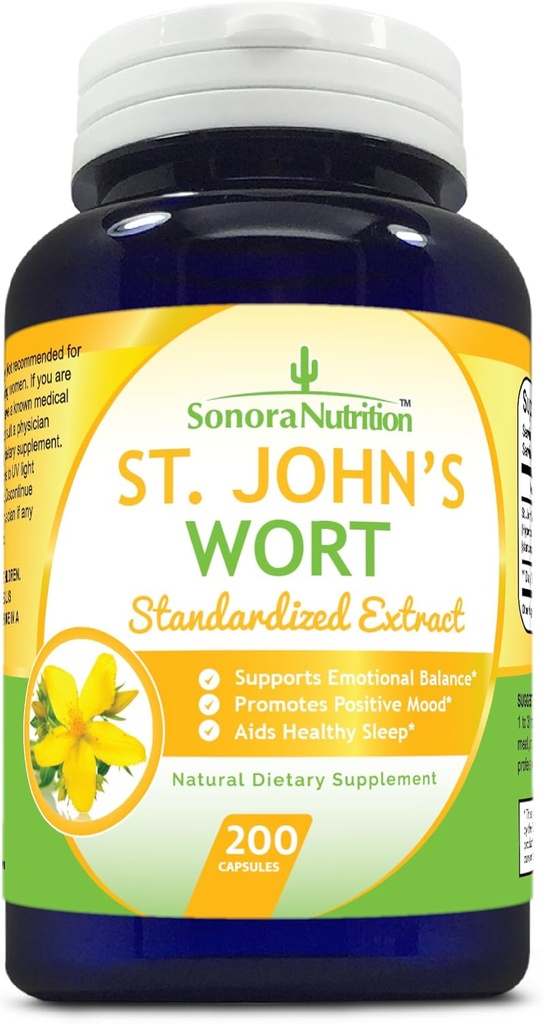St. John's Wortは0.3%のhypericin 300のmg、200のカプセルが付いているエキスを標準化しました