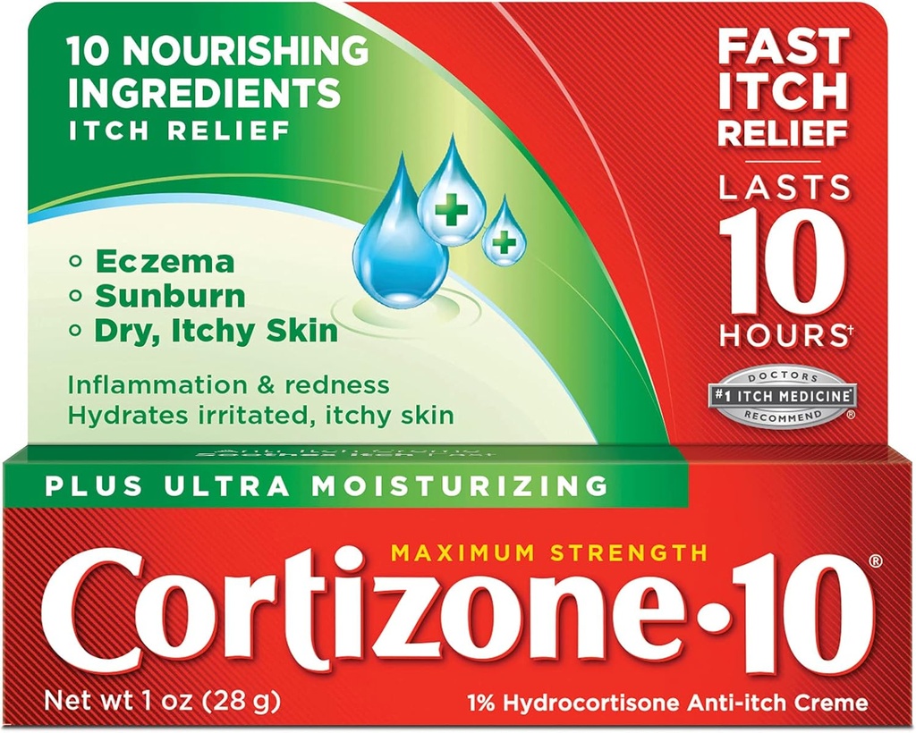 Cortizone 10の最高の強さプラスの超保湿のアンチitchのクリーム、1%のハイドロコーチゾン、1つのoz。