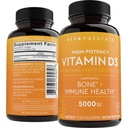 Viva NaturalsビタミンD3 5000 IUのSoftgels、360の計算(125のmcg)、サポート骨及び免疫の健康、高い効力のビタミンD