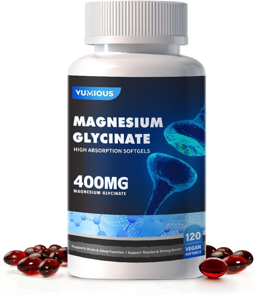 マグネシウムの補足のSoftgels、容易な吸収のマグネシウムのGlycinateのゼラチンのカプセル400mgの睡眠及びカルム サポート、神経、筋肉及び骨の健康のための高いBioavailabilityのマグネシウム