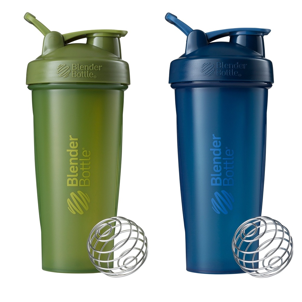 BlenderBottle クラシック シェーカー ボトル パーフェクト のために プロテインシェイクスアンドプレワークアウト, 28-オンス (2 パック), モスと海軍