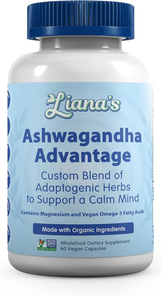 Ashwagandha 利点、圧力救助、気分及び副腎サポートのための USDA の有機性ブレンド。 アシュワガンダ、ターメリック、スピルリナ、その他60カプセルピュア非GMOビーガンサプリメント