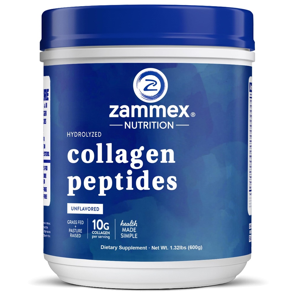Zammexの優れたコラーゲンのペプチッド粉のUnflavored、Hydrolyzed蛋白質のタイプI及びIIIは、毛、皮、釘、接合箇所、草の送り、非GMO、グルテンフリー、Paleo及びKeto友好的、60のサービングを支えます