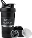 ピルオーガナイザーとプロテインパウダー、古典的なV2 ProStakシステム、22-Ounce、ミッドナイトブラックのBlenderBottleシェーカーボトル