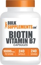 BulkSupplements.com ビオチン10000mcgカプセル - ビオチンサプリメント、髪、皮膚、爪、ビタミンB7のためのビオチンビタミン - グルテンフリー、給餌1カプセル、240カプセル(1パック)