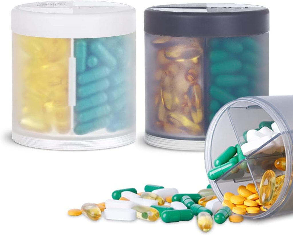 2つのパックKIGIの大容量の薬のオーガナイザーの丸薬は4つのコンパートメントとびんをびん詰めにします