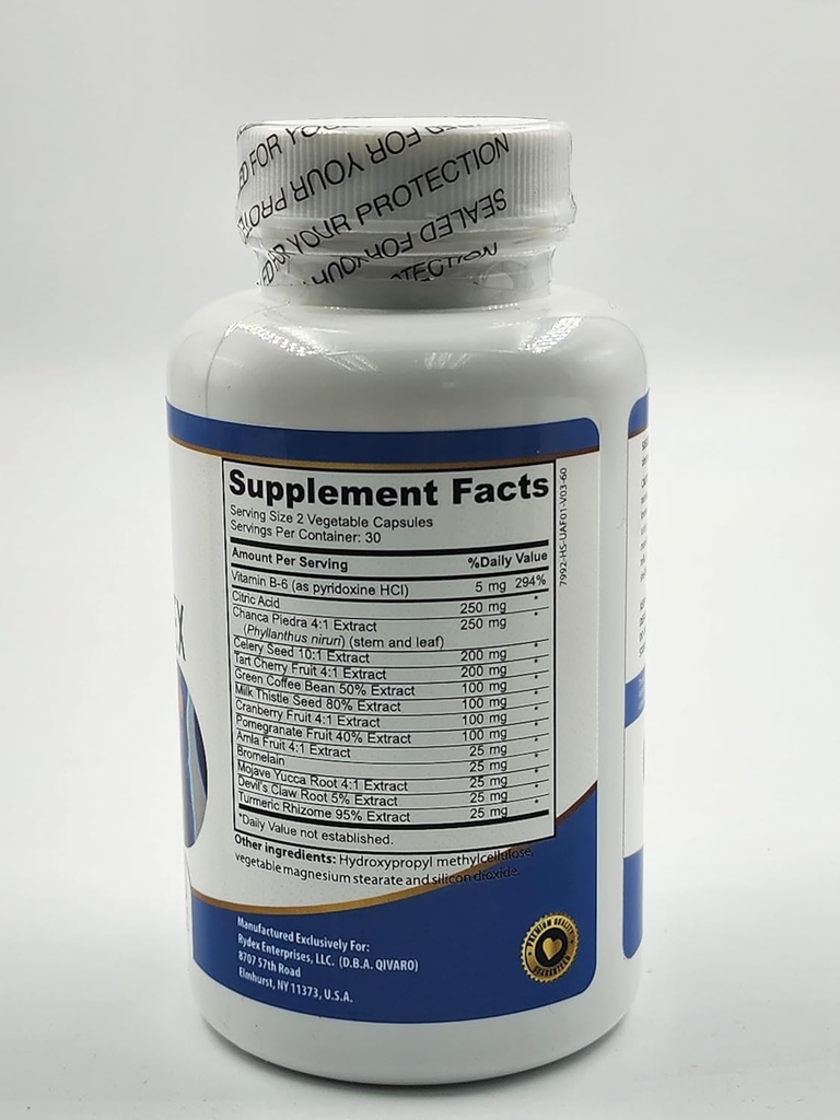 Uric Acid Pro - Natural Supplement with Cranberry, Celery, Tart Cherry, Devil's Claw, and Green Coffee Bean Extracts - 60 Vegetable Capsules