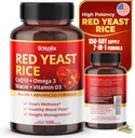 Ultra Red Yeast Rice with CoQ10, Omega 3 Niacin, Vitamin D3 for Overall Well-Being, Immune System Support - USA Made & Tested (150 Count (Pack of 1))