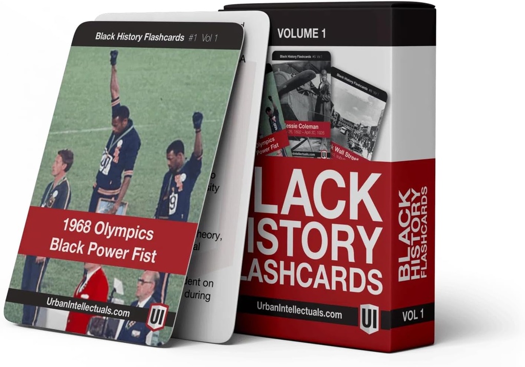 Urban Intellectuals Black History Flashcards - Volume 1 Famous Black Cultural Holiday Trivia Playing Cards Educational Activity for Adults Classroom