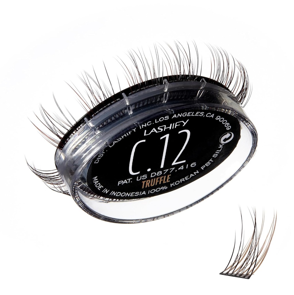 Lashify Curl 12mm Gossamer Eyelash Extensions Refill, Truffle Color, DIY False Lashes for a Natural Look