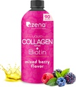 Zenaの栄養物の液体のコラーゲンのペプチッドおよびBiotin、2500mg Verisolの生物活動的なコラーゲンのペプチッド、5000mcgバイオチン、毛、皮、女性のための釘の補足および人、混合されたベリー、90のサービング、30のflのoz
