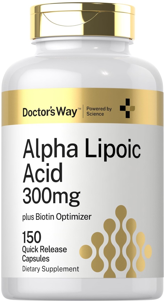 ドクターズウェイアルファリポ酸300mg | 150カプセル | ビオチンオプティマイザ | ALAサプリメント | 非GMO、グルテンフリー