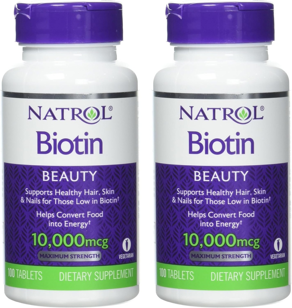 NatrolのBiotinのタブレット10000のmcgの100の計算(2のパック)