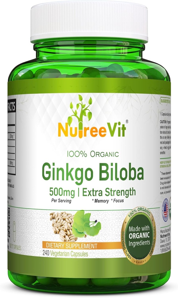 NutreeVit Ginkgo Bilobaハーブサプリメントカプセル(240カウント)