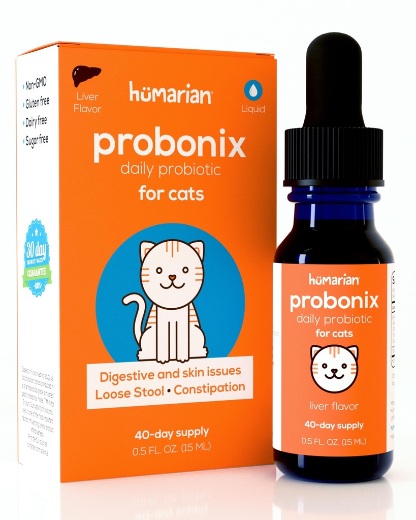 猫のためのヒューマリアンプロボニックス液体プロバイオティクス - 8-Strain Cat Probiotic Drops to Fortify Feline Gut Health, Dental Health, Immunity and More - 30-Day Supply - 肝臓の風味
