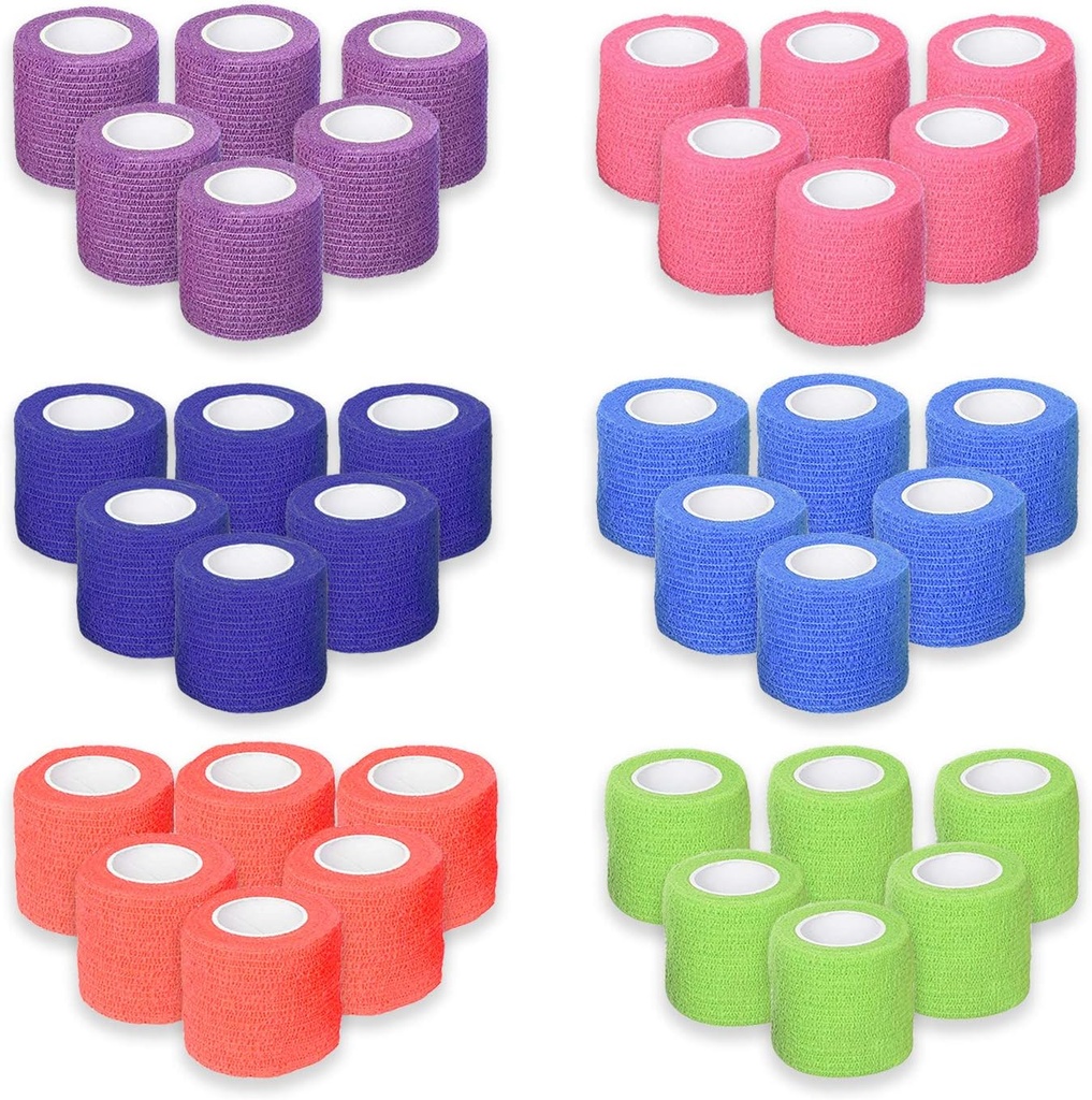 Ever Ready 最初の Aid の自己の付着した Cohesive 包帯 2" x 5 ヤード - 36 の計算、虹色