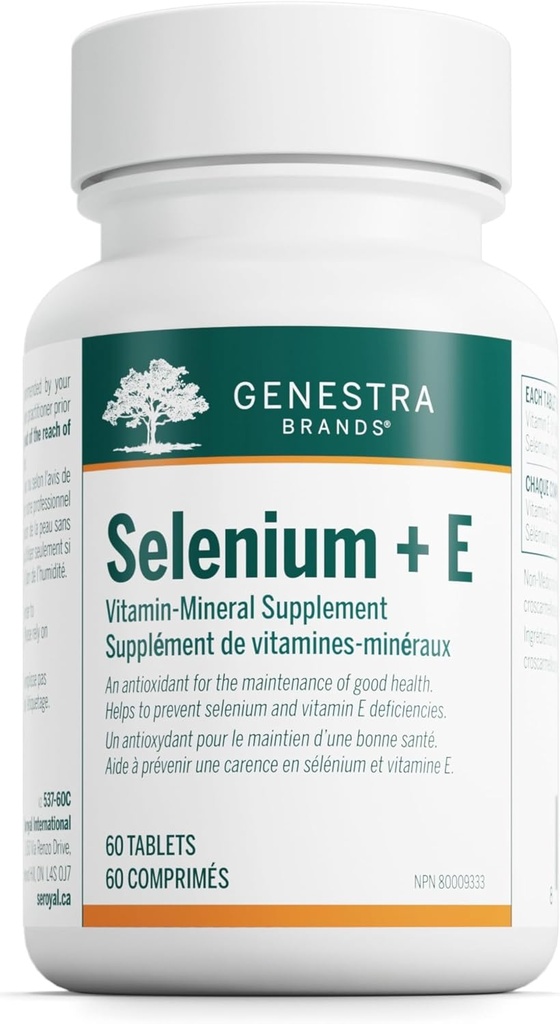 GenestraブランドSelenium + E | 抗酸化サポートを提供 | 60錠