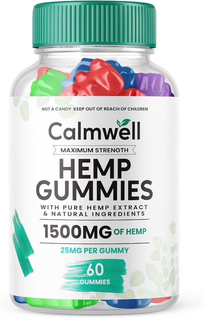 Calmwell Hemp Gummies - 公式フォーミュラ - Calmwell Gummies Extra Strength、Max Performance Hemp Blend、Calm Well Gummies Great Taste 25mg per Gummy 1500mg per Bottle New 2024 Blend(60 Gummies)