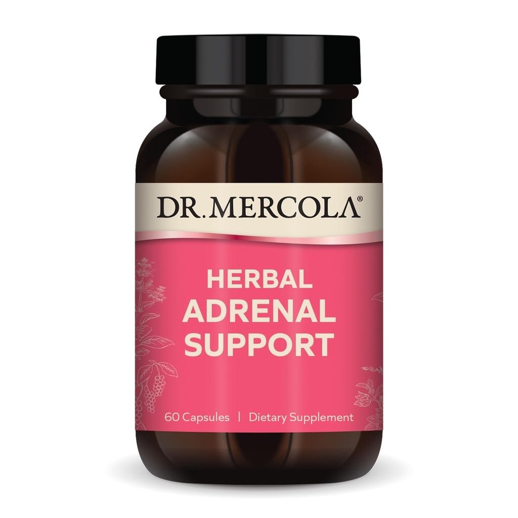 Mercola Herbal Adrenal Support博士、30人(60カプセル)、栄養補助食品、気分とストレス管理、非GMO