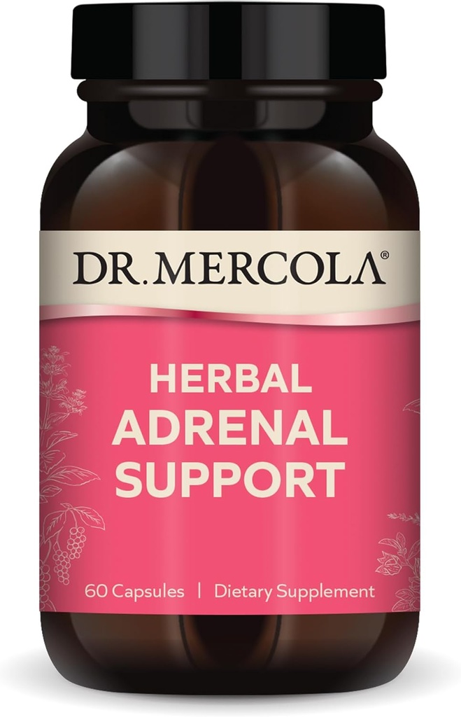 Mercola Herbal Adrenal Support博士、30人(60カプセル)、栄養補助食品、気分とストレス管理、非GMO