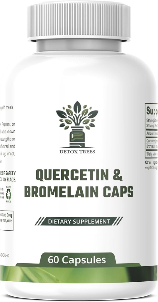 1000mg Quercetin、200mg Bromelainコンプレックス - 免疫サポート、季節アレルギー&呼吸健康サプリメント - ビーガン、非GMO、60カプセル
