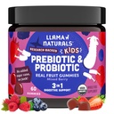 Llama Naturalsは、プレバイオティクス繊維、ビーガン、有機プレバイオティクス、グアット健康サポート、トドル実質のフルーツガミービタミン、無添加砂糖杖、混合ベリー、60 Ctのためのプロバイオティクスのグミーを子供