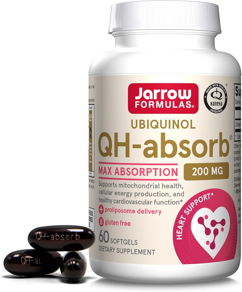 JarrowフォーミュラQH-absorb 200mg - 高吸収性Co-Q10 - 活性抗酸化フォームのCo-Q10 - Mitochondrialエネルギー生産と心臓の健康をサポート - 最大60のサービング