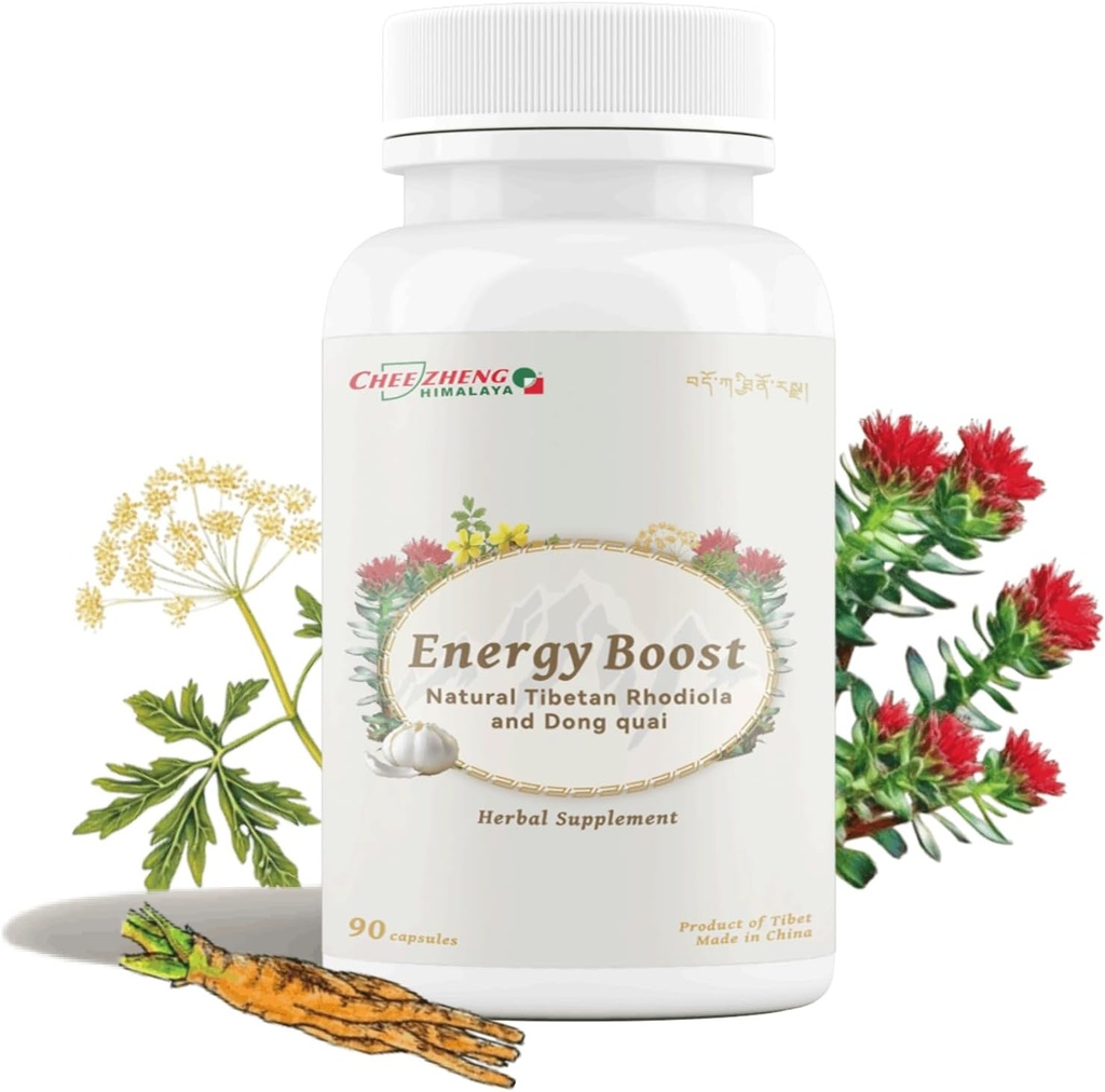CheezhengHimalaya Rhodiola and Angelica Sinensis, Boost Daily Energy, Reduce Fatigue, Enhance Blood and Heart Health, Metabolism, Support Lung Function, Tibetan Natual Herbs, 120 Veggie Capsules
