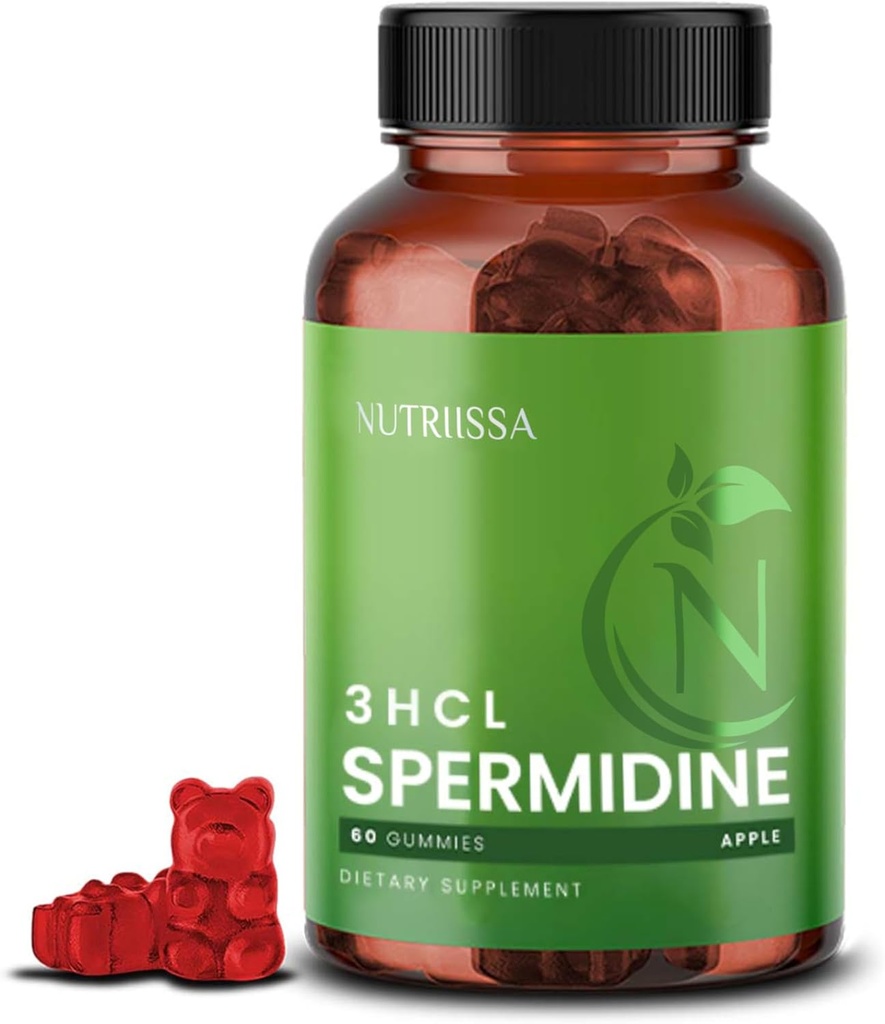 Nutriissa Spermidine Gummies 10mg (99% Spermidine 3HCL) – 細胞の健康 & 長寿サポート – EPEB 純度のために認定 & 効力 – 60 アップル風味ビーガンガミー