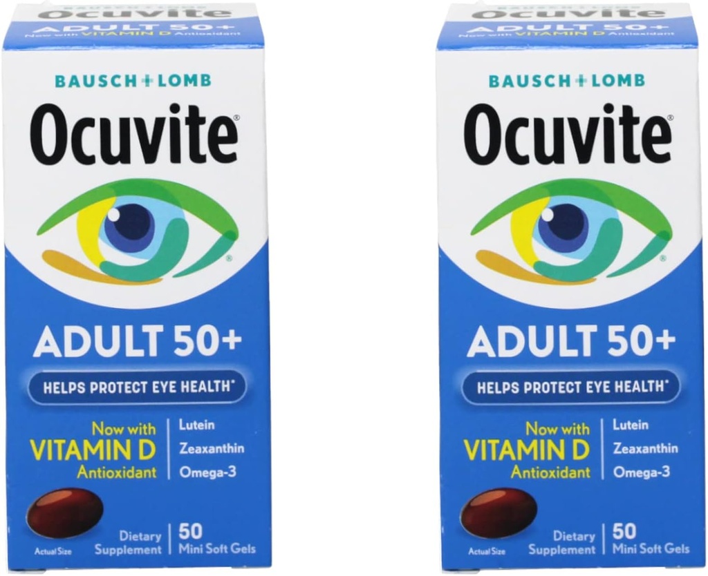 Bausch & Lomb Ocuvite の大人の 50+ の 50 カウントの柔らかいゲルのための目のビタミン及びミネラル補足(2 のパック)