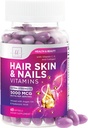 Hair, Skin & Nails Vitamins for Women - Biotin 5000mcg to Support Hair Growth with Argan Oil, Collagen & Hyaluronic Acid, Beautiful, Stronger Skin, Hair & Nails Vitamin Supplement - 60 Softgels