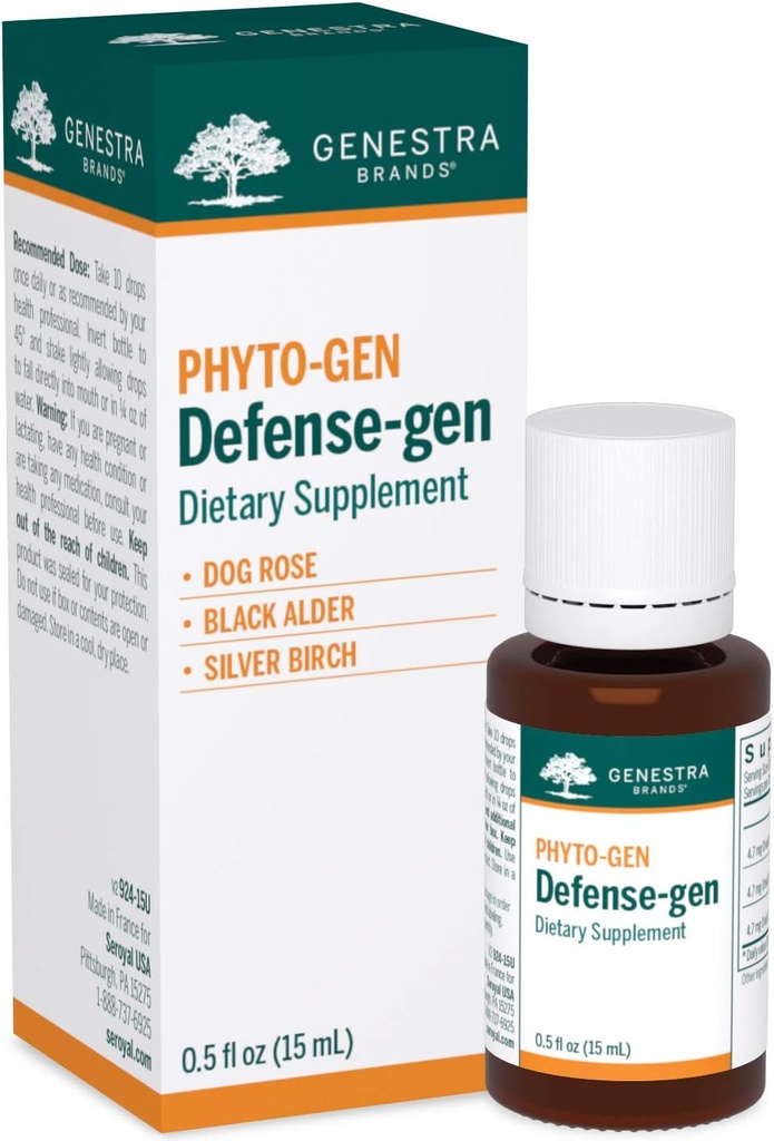 Genestraブランド防衛遺伝子 | 犬のバラ、黒の高齢者、銀のバーチのハーブサプリメント | 0.5 fl. oz.