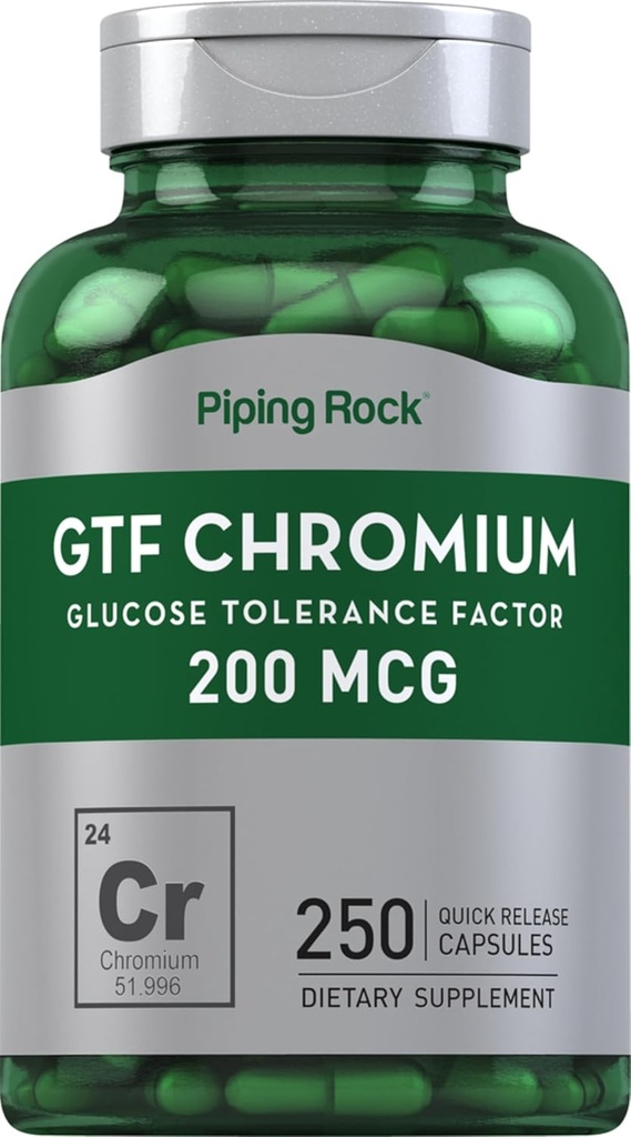 パイピングロックGTFクロム200mcg | 250カプセル | グルコース許容因子サプリメント | 非GMO&グルテンフリー