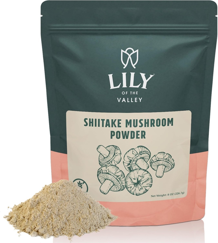 バルアイ椎茸パウダーのLILY - 最高級の乾燥椎茸から作られた - 新鮮なキノコよりも強いウマミ風味 - ソース、スープ、マッシュルームに最適です(4oz、113g)
