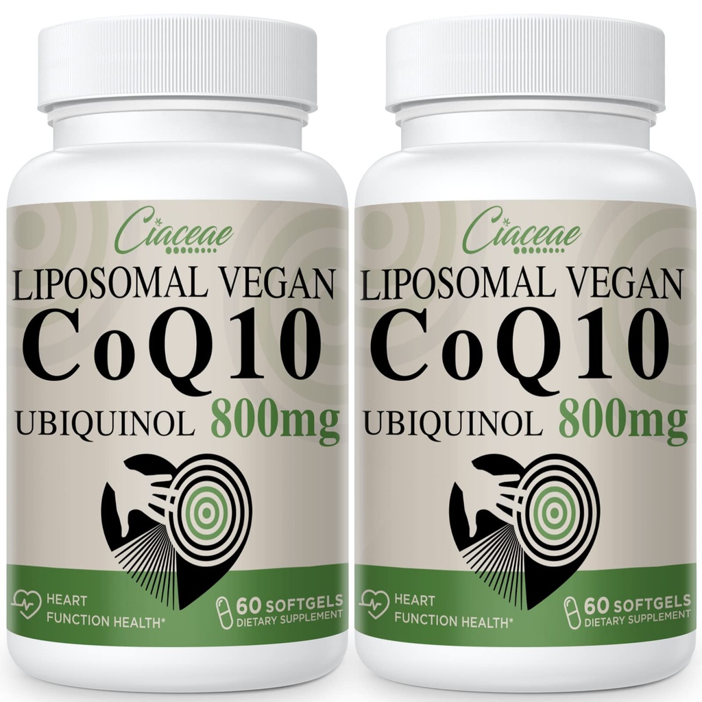 Liposomal CoQ10 800mg Ubiquinol Softgel、最高の吸収のUbiquinol Coenzyme Q10、酸化防止剤、中心機能及びエネルギー生産のためのUbiquinol CoQ10の補足、純粋なCoQ10 800mg、120のビーガンSoftgels