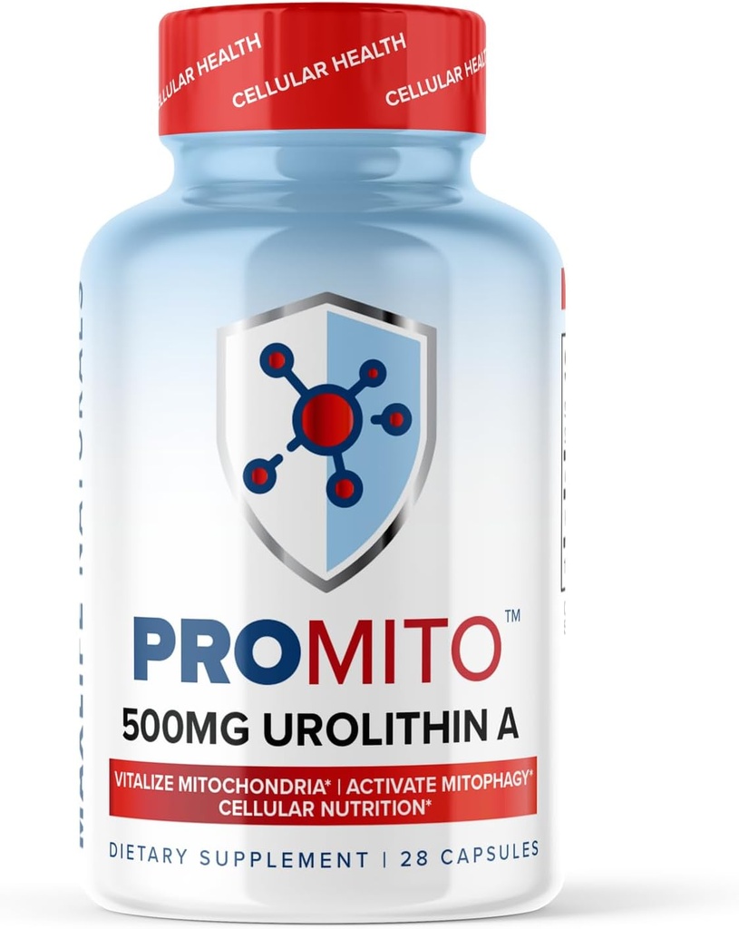 ProMito Urolithin A サプリメント – 500 mg の純粋な尿素 男性と女性のための栄養補助食品 – NMN の代替, NAD, CoQ10, レスベラトロール & PQ – 28 カプセル
