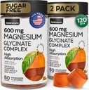 Magnesium Glycinate Gummies 600Mg 2 Pack - High Absorption, Triple Calm Magnesium Complex - Chews for Relaxation and Sleep - Gummy Supplement with Vitamin D - Vegan, Sugar Free, Gut Friendly