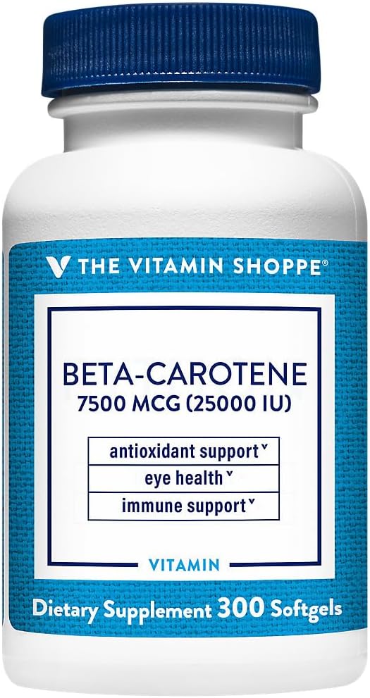 The Vitamin Shoppe Beta-Carotene 2,500IU (Vitamin A), Antioxidant Support for Vision & Immune Health (300 Softgels)