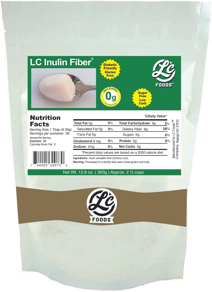LC食品インリン繊維(鶏根)オールナチュラル - 低炭水化物 - グルテンフリー - 砂糖なし - 糖尿病フレンドリー - 12.8 oz