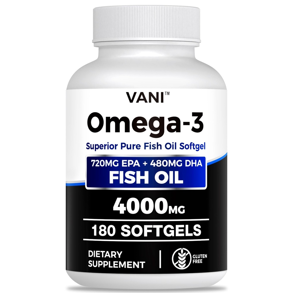魚油オメガ3(4000mg)、180 Softgels、オメガ3脂肪酸は、脳と心臓の健康のためのEPAとDHAを補います*