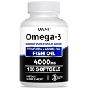 魚油オメガ3(4000mg)、180 Softgels、オメガ3脂肪酸は、脳と心臓の健康のためのEPAとDHAを補います*