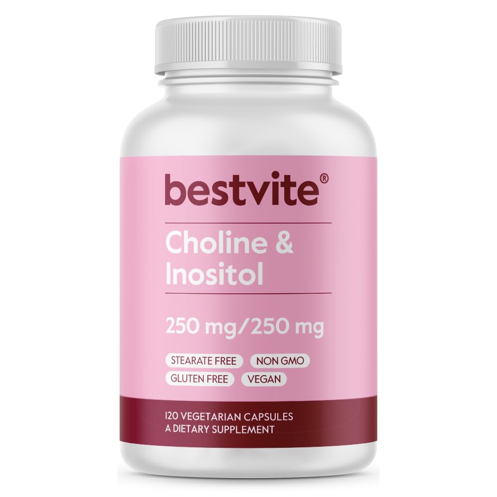 BESTVITE コリンイノシトール 500mg (120 ベジタリアンカプセル) - ない Stearates - No fillers - No Dicalcium 隣酸塩 - 完全菜食主義者の - 完全菜食主義者の - 完全菜食主義者の - 無GMO - グルテンフリー